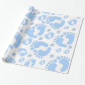 Glossy Wrapping Paper Blue Baby Feet Boy Elephant Geschenkpapier (Ungerollt)