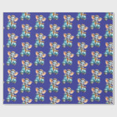 Glossy Wrapping Paper Blue Elephant Scooter Geschenkpapier (Flach)