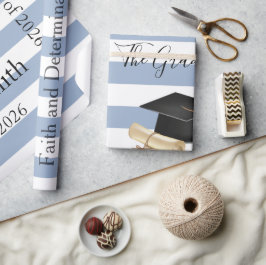 Glossy Wrapping Paper Blue Stripe Graduate 2026 Geschenkpapier