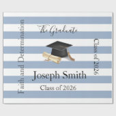 Glossy Wrapping Paper Blue Stripe Graduate 2026 Geschenkpapier (Flach)
