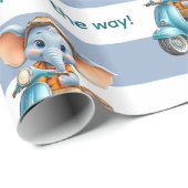 Glossy Wrapping Paper Blue & White Stripe Elephant Geschenkpapier (Rolleneckpunkt)