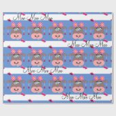 Glossy Wrapping Paper, Blütenkuh Moo Blau Geschenkpapier (Flach)