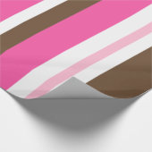 Glossy Wrapping Paper Brown & Pink Stripe  Geschenkpapier (Ecke)
