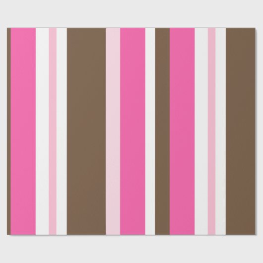 Glossy Wrapping Paper Brown & Pink Stripe Geschenkpapier (Flach)