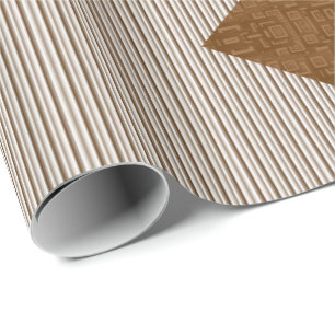 Glossy Wrapping Paper Brown Stripes Blue Blumen Geschenkpapier