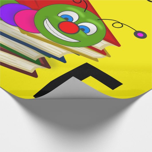 Glossy Wrapping Paper, Bücherwurm Bücher sind gelb Geschenkpapier (Ecke)