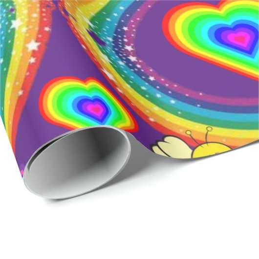 Glossy Wrapping Paper, Bumblebee Rainbows Hearts Geschenkpapier (Rolleneckpunkt)