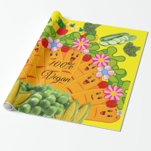 Glossy Wrapping Paper, Carrots Peas 100% Vegan Geschenkpapier