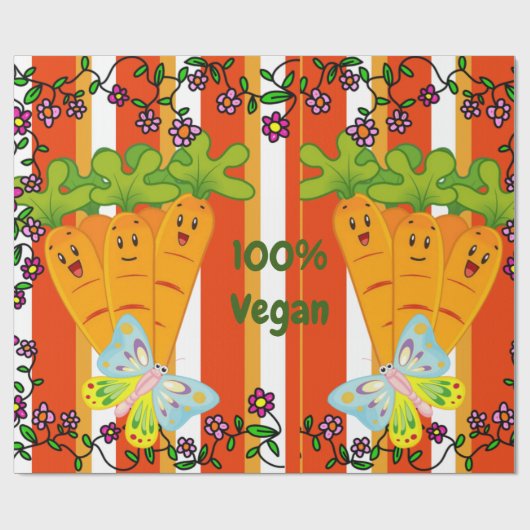 Glossy Wrapping Paper, Carrots Stripe 100% Vegan Geschenkpapier (Flach)