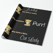 Glossy Wrapping Paper, Cat Lady Before Wine Geschenkpapier (Ungerollt)