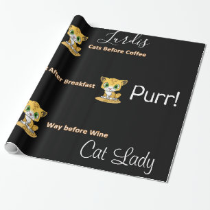 Glossy Wrapping Paper, Cat Lady Before Wine Geschenkpapier