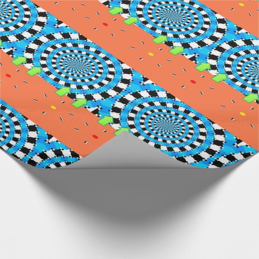 Glossy Wrapping Paper, Circular Blue Black Arrow Geschenkpapier (Ecke)