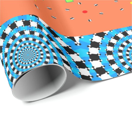 Glossy Wrapping Paper, Circular Blue Black Arrow Geschenkpapier (Rolleneckpunkt)