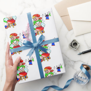 Glossy Wrapping Paper Cleaning Lady Services Geschenkpapier