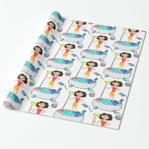 Glossy Wrapping Paper, Clearing Lady Geschenkpapier