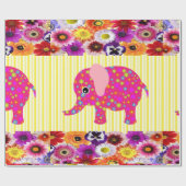 Glossy Wrapping Paper Colorful Elephant Geschenkpapier (Flach)