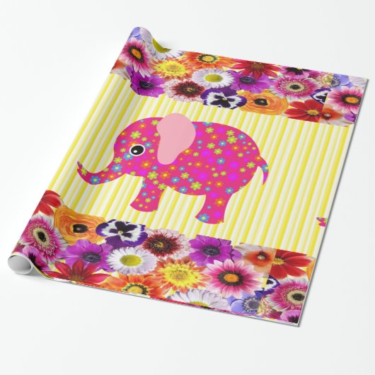 Glossy Wrapping Paper Colorful Elephant Geschenkpapier (Ungerollt)
