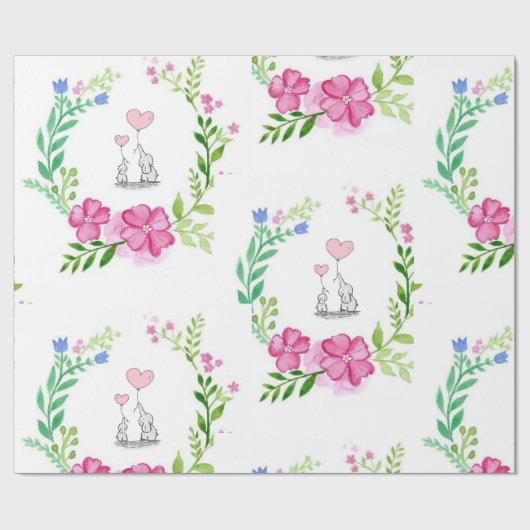 Glossy Wrapping Paper Elephant Geschenkpapier (Flach)