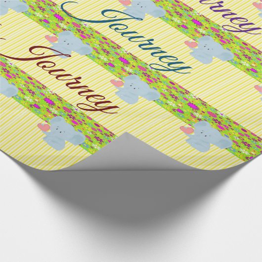Glossy Wrapping Paper Elephant Yellow Strip Geschenkpapier (Ecke)