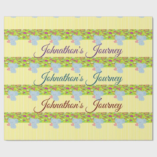 Glossy Wrapping Paper Elephant Yellow Strip Geschenkpapier (Flach)