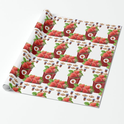 Glossy Wrapping Paper, Erdnuss Butter Erdbeere Geschenkpapier (Ungerollt)