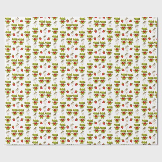 Glossy Wrapping Paper Frogs Chicken Strawberry Geschenkpapier (Flach)