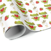 Glossy Wrapping Paper Frogs Chicken Strawberry Geschenkpapier (Rolleneckpunkt)