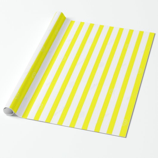 Glossy Wrapping Paper Gelb & Weiß Strip Geschenkpapier (Ungerollt)
