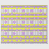 Glossy Wrapping Paper, Gelber Lila Streifen Geschenkpapier (Flach)