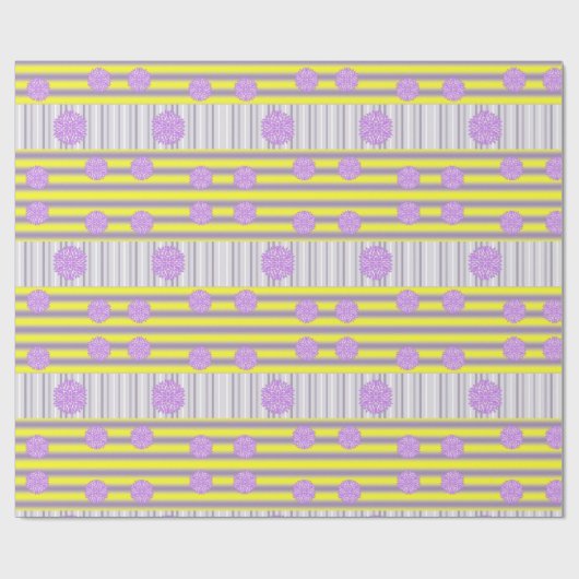 Glossy Wrapping Paper, Gelber Lila Streifen Geschenkpapier (Flach)