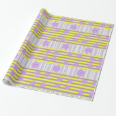 Glossy Wrapping Paper, Gelber Lila Streifen Geschenkpapier (Ungerollt)