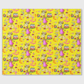 Glossy Wrapping Paper, Giraffe Happy Birthday Cake Geschenkpapier (Flach)