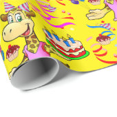 Glossy Wrapping Paper, Giraffe Happy Birthday Cake Geschenkpapier (Rolleneckpunkt)