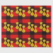 Glossy Wrapping Paper Giraffe Rot Schwarz Kariert Geschenkpapier (Flach)