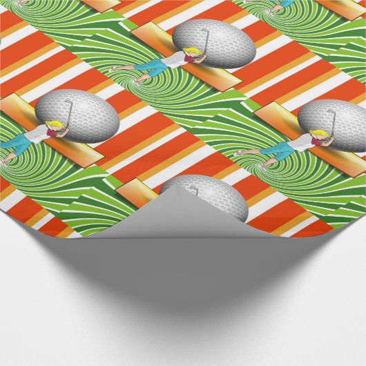 Glossy Wrapping Paper, Golf Golfer Strip Geschenkpapier (Ecke)