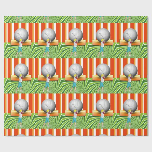 Glossy Wrapping Paper, Golf Golfer Strip Geschenkpapier (Flach)