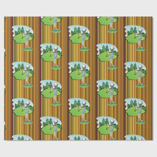 Glossy Wrapping Paper, Golfer Golfball Balls Geschenkpapier (Flach)
