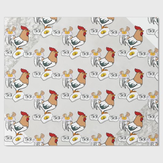 Glossy Wrapping Paper, Graue Silberhühner Eier Geschenkpapier (Flach)