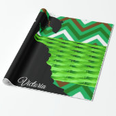 Glossy Wrapping Paper, Grünstreifen Viktorianisch Geschenkpapier (Ungerollt)