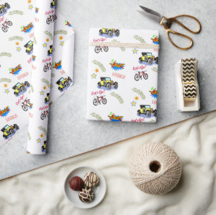 Glossy Wrapping Paper Hero Bicycle Car Flugzeug Geschenkpapier