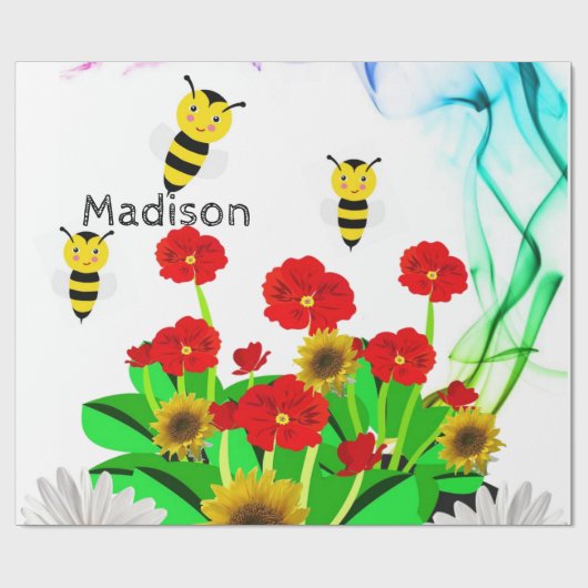 Glossy Wrapping Paper, Hummelblume Geschenkpapier (Flach)