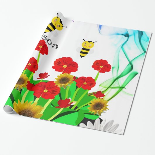 Glossy Wrapping Paper, Hummelblume Geschenkpapier (Ungerollt)