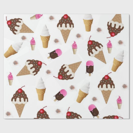 Glossy Wrapping Paper Ice Creme Geschenkpapier (Flach)