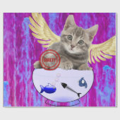 Glossy Wrapping Paper, Kitten Fish Guilty Geschenkpapier (Flach)