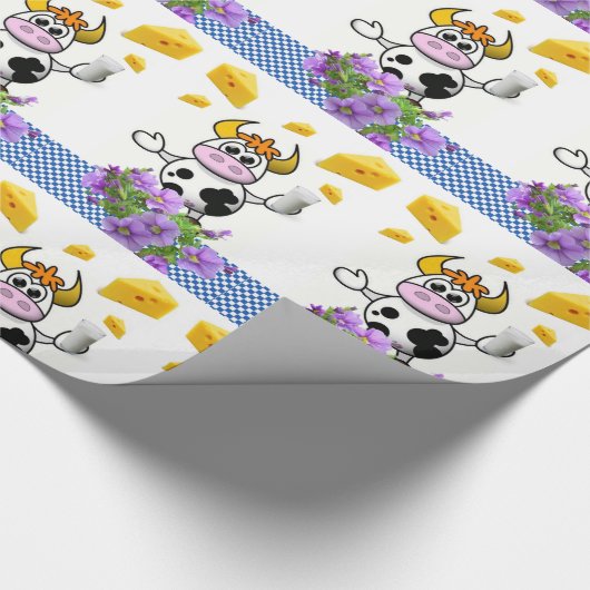 Glossy Wrapping Paper, Kuh Karierter Käse Geschenkpapier (Ecke)