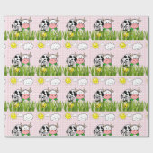 Glossy Wrapping Paper, Kuh Sun Wolken Geschenkpapier (Flach)