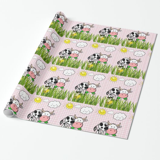 Glossy Wrapping Paper, Kuh Sun Wolken Geschenkpapier (Ungerollt)