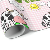 Glossy Wrapping Paper, Kuh Sun Wolken Geschenkpapier (Rolleneckpunkt)