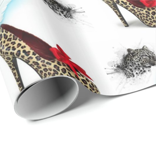 Glossy Wrapping Paper, Leopard Ferse Geschenkpapier (Rolleneckpunkt)