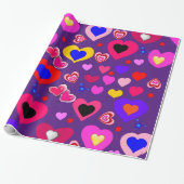 Glossy Wrapping Paper, Lila Hearts Geschenkpapier (Ungerollt)